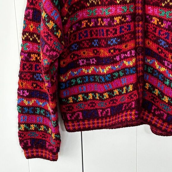 Peruvian Connection 100% Alpaca Cardigan Sweater Size Medium Colorful Peru - Picture 3 of 8
